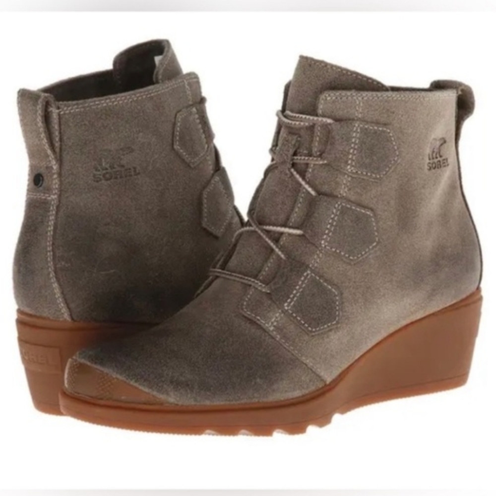 Sorel Major Toronto Waterproof Suede Lace Up Wedge Booties